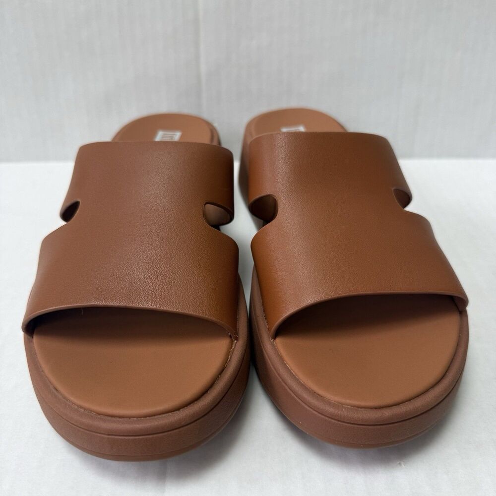 FitFlop Women's Leather Sandals Size 8 Light Tan Slip On Platform Comfort - Picture 5 of 12